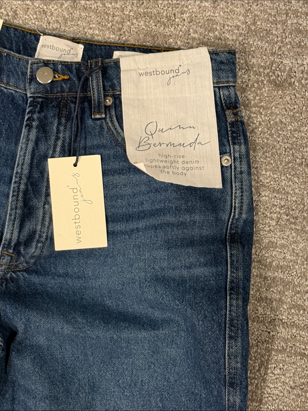 Westbound Women's Dark Blue Denim Quinn Bermuda Shorts Relaxed Fit Size 8 - Picture 3 of 7